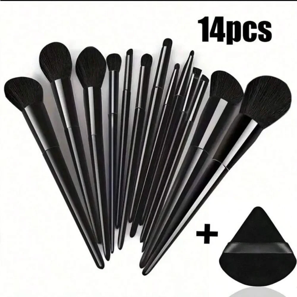 Professional Black 13 piece + Beauty Sponge Makeup Brush Set NEW 🏷️